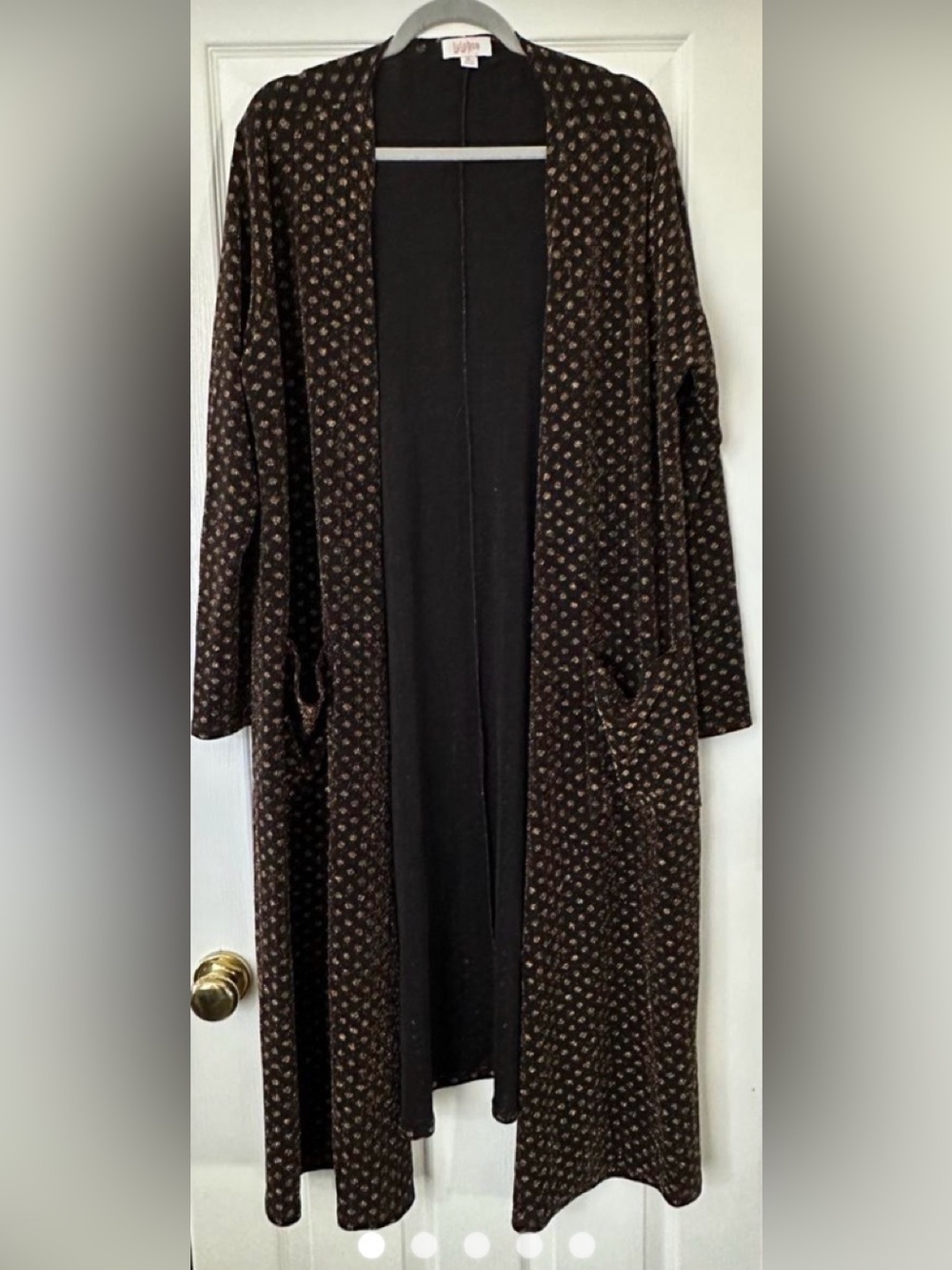 Lularoe Sarah Women's Long Black gold dot duster